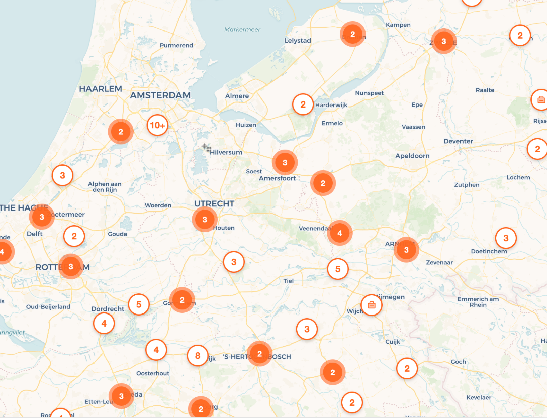 Job vacancy map of the Netherlands
